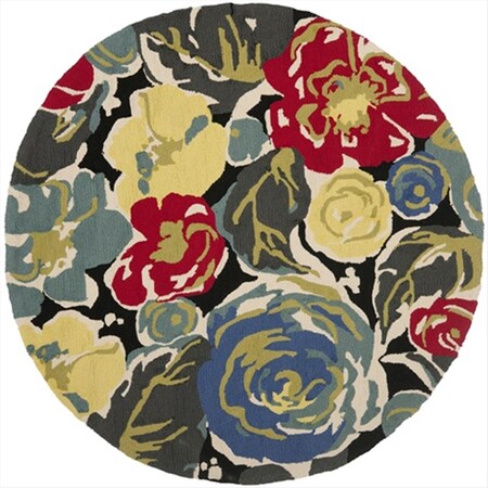 Safavieh 5 x 5 ft. Round- Indoor - Outdoor Four Seasons Black And Multi Hand Hooked Rug FRS437A-5R
